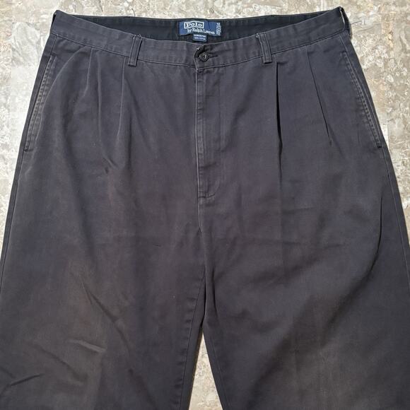 Polo by Ralph Lauren Other - Polo Ralph Pants Mens 38x34 (fits 38x32) Black Hammond Pleated Cuffed Trouser